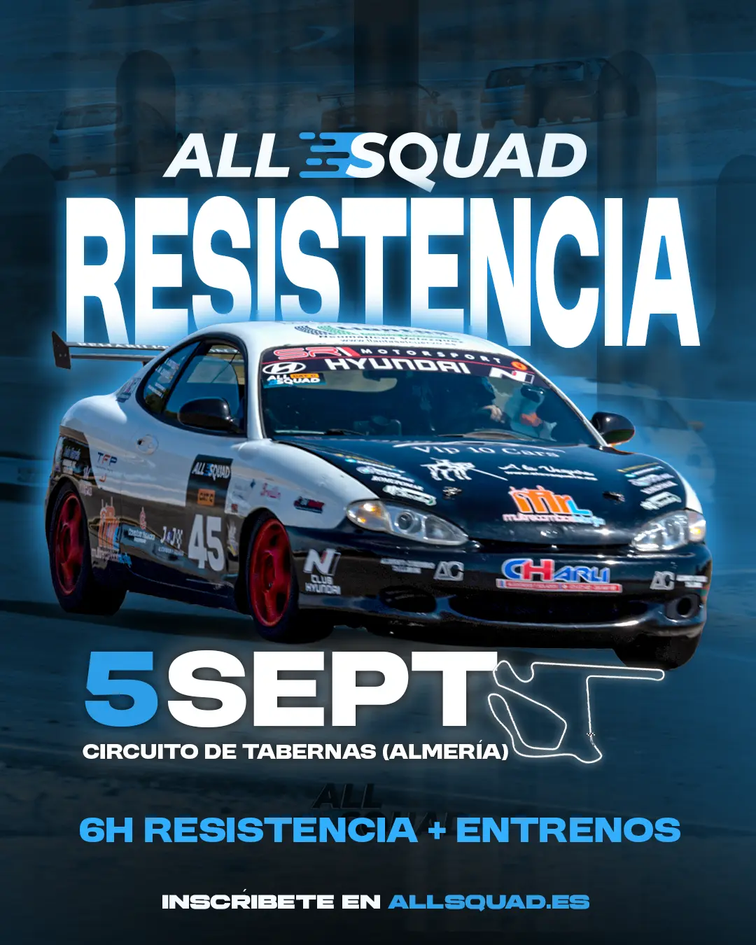 Cartel Campeonato Social Allsquad 2026 — Resistencia, 5 de septiembre, Circuito de Tabernas, Almería
